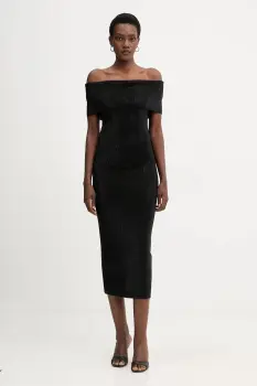 MICHAEL Michael Kors rochie culoarea negru, midi, mulata, MF5836B5ZV imagine