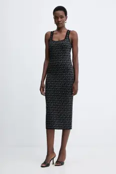 MICHAEL Michael Kors rochie culoarea negru, midi, mulata, MF5838CK0K imagine