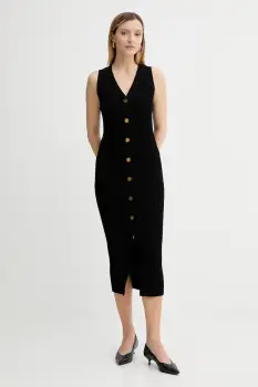 MICHAEL Michael Kors rochie culoarea negru, midi, mulata, MT5832533D imagine