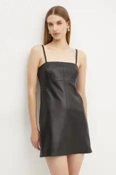 MICHAEL Michael Kors rochie de piele culoarea negru, mini, mulata, MF482Q6FAF imagine