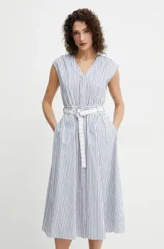 MICHAEL Michael Kors rochie din bumbac culoarea bleumarin, midi, evazati, MS5830KHJ7 imagine