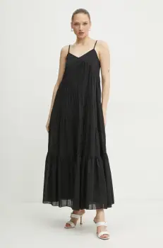 MICHAEL Michael Kors rochie din bumbac culoarea negru, maxi, evazati, MR582ID4YJ imagine