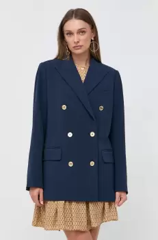 MICHAEL Michael Kors sacou culoarea albastru marin, cu doua randuri de nasturi, neted imagine