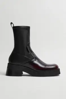 Miista botine Oliana culoarea bordo, cu toc drept, E8_4029 imagine