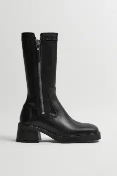 Miista cizme de piele Anke culoarea negru, cu toc drept, E8_3988 imagine