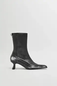 Miista cizme de piele Lynette femei, culoarea gri, cu toc drept, MI_5584 imagine