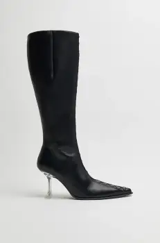 Miista ghete de piele Aline femei, culoarea negru, cu toc cui, MI_5294 imagine