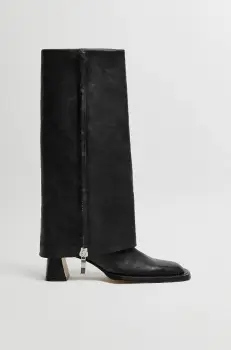 Miista ghete de piele Bellamy femei, culoarea negru, cu toc drept, MI_5586 imagine