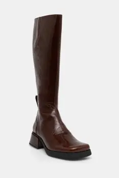 Miista ghete de piele Brunildha culoarea maro, cu toc plat, E8_4058 imagine