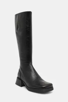 Miista ghete de piele Brunildha culoarea negru, cu toc plat, E8_4057 imagine