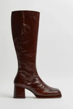 Miista ghete de piele Donna culoarea bordo, cu toc drept, MI_5352 imagine