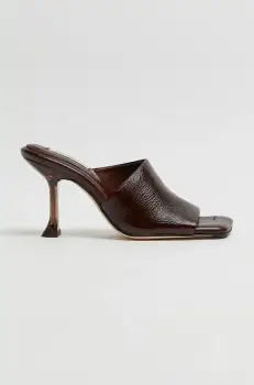 Miista papuci de piele Miri culoarea maro, cu toc cui, MI_5414 imagine