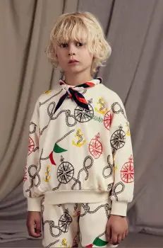 Mini Rodini bluza copii Nautical culoarea bej, modelator imagine