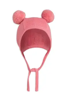 Mini Rodini caciula de bumbac pentru copii Fine knit culoarea roz, bumbac, din tesatura unia, 2566510028 imagine