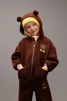 Mini Rodini geaca copii Bear culoarea maro, 25710122 imagine