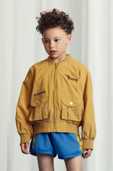 Mini Rodini geaca copii Dog culoarea galben, 2521010113 imagine