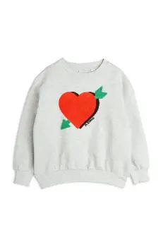 Mini Rodini hanorac de bumbac pentru copii Arrowed heart culoarea gri, cu imprimeu, 2522012394 imagine