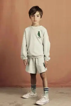 Mini Rodini hanorac de bumbac pentru copii Bird culoarea bej, melanj, 2562011611 imagine