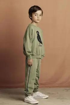 Mini Rodini hanorac de bumbac pentru copii Blackbird culoarea verde, cu imprimeu, 2562013675 imagine