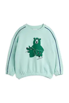 Mini Rodini hanorac de bumbac pentru copii Camp Rodini culoarea turcoaz, cu imprimeu, 2562010160 imagine