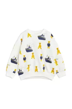 Mini Rodini hanorac de bumbac pentru copii culoarea alb, modelator imagine