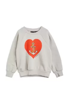 Mini Rodini hanorac de bumbac pentru copii culoarea gri, cu imprimeu imagine