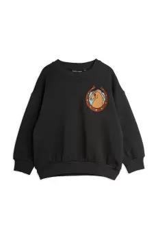 Mini Rodini hanorac de bumbac pentru copii culoarea negru, cu imprimeu imagine