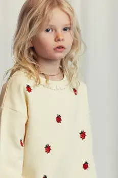 Mini Rodini hanorac de bumbac pentru copii Ladybugs culoarea bej, modelator, 2522010711 imagine