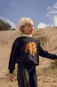 Mini Rodini hanorac de bumbac pentru copii Mammoth culoarea negru, cu imprimeu, 25720147 imagine