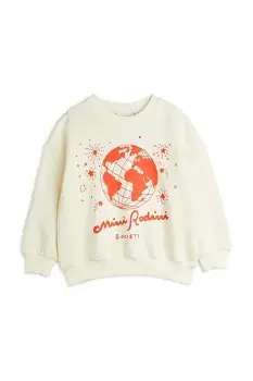 Mini Rodini hanorac de bumbac pentru copii Mini Rodini society culoarea bej, cu imprimeu, 2562011711 imagine