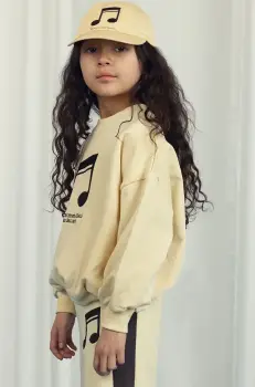 Mini Rodini hanorac de bumbac pentru copii Note culoarea galben, cu imprimeu, 2522011623 imagine