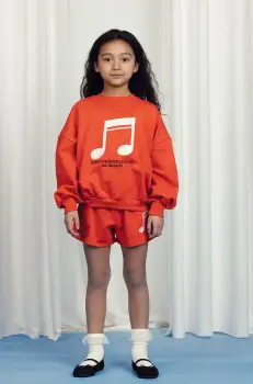 Mini Rodini hanorac de bumbac pentru copii Note culoarea portocaliu, cu imprimeu, 2522011642 imagine