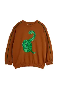 Mini Rodini hanorac de bumbac pentru copii Snake culoarea maro, cu imprimeu, 2512013916 imagine