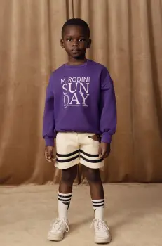 Mini Rodini hanorac de bumbac pentru copii Sunday culoarea violet, cu imprimeu, 2512011445 imagine