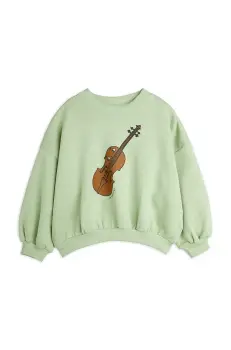 Mini Rodini hanorac de bumbac pentru copii Violin culoarea verde, cu imprimeu, 2522016775 imagine