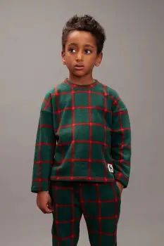 Mini Rodini hanorac polar pentru copii culoarea verde, cu model, 25710126 imagine