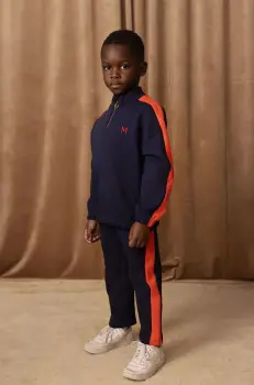 Mini Rodini pantaloni de trening din bumbac pentru copii culoarea albastru marin, 2513011560 imagine