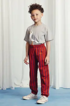 Mini Rodini pantaloni de trening din bumbac pentru copii culoarea rosu, modelator, 2523013442 imagine