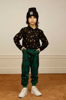 Mini Rodini pantaloni de trening din bumbac pentru copii culoarea verde, modelator imagine