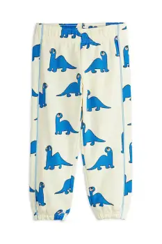 Mini Rodini pantaloni de trening din bumbac pentru copii Dino culoarea alb, cu imprimeu, 25730126 imagine
