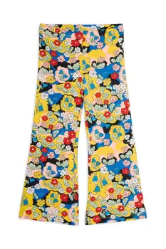Mini Rodini pantaloni de trening din bumbac pentru copii Flowers culoarea galben, cu imprimeu, 2563010200 imagine