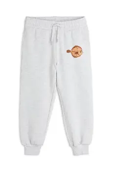 Mini Rodini pantaloni de trening din bumbac pentru copii Flundra culoarea gri, cu imprimeu, 2523011794 imagine