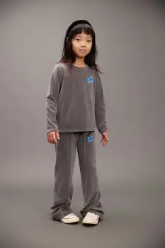 Mini Rodini pantaloni de trening pentru copii Clover culoarea gri, uni, 25730125 imagine