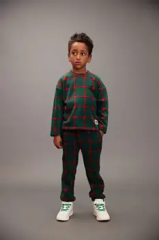 Mini Rodini pantaloni de trening pentru copii culoarea verde, cu model, 25710127 imagine