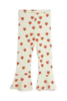 Mini Rodini pantaloni de trening pentru copii Outlined hearts culoarea bej, cu imprimeu, 2563010511 imagine