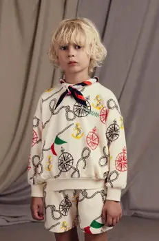 Mini Rodini pantaloni scurti din bumbac pentru copii Nautical culoarea bej, modelator imagine