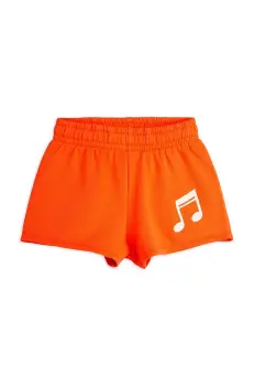 Mini Rodini pantaloni scurti din bumbac pentru copii Note culoarea portocaliu, cu imprimeu, 2523011042 imagine