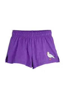 Mini Rodini pantaloni scurti din bumbac pentru copii Seagull culoarea violet, cu imprimeu, 2523012745 imagine