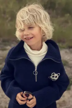 Mini Rodini pulover de bumbac pentru copii Panda culoarea bleumarin, 25720119 imagine