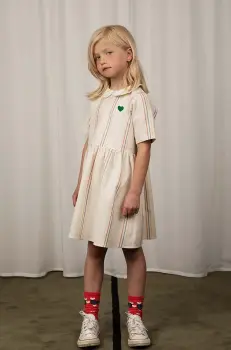 Mini Rodini rochie cu amestec de in pentru copii culoarea alb, mini, evazati imagine